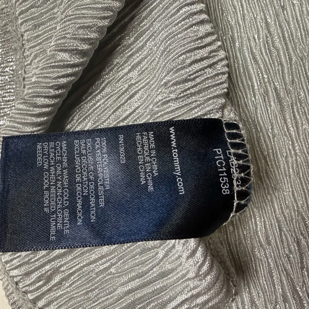 Tommy Hilfiger Girls Silver Metallic Dress with Ruffle Detail Size 16